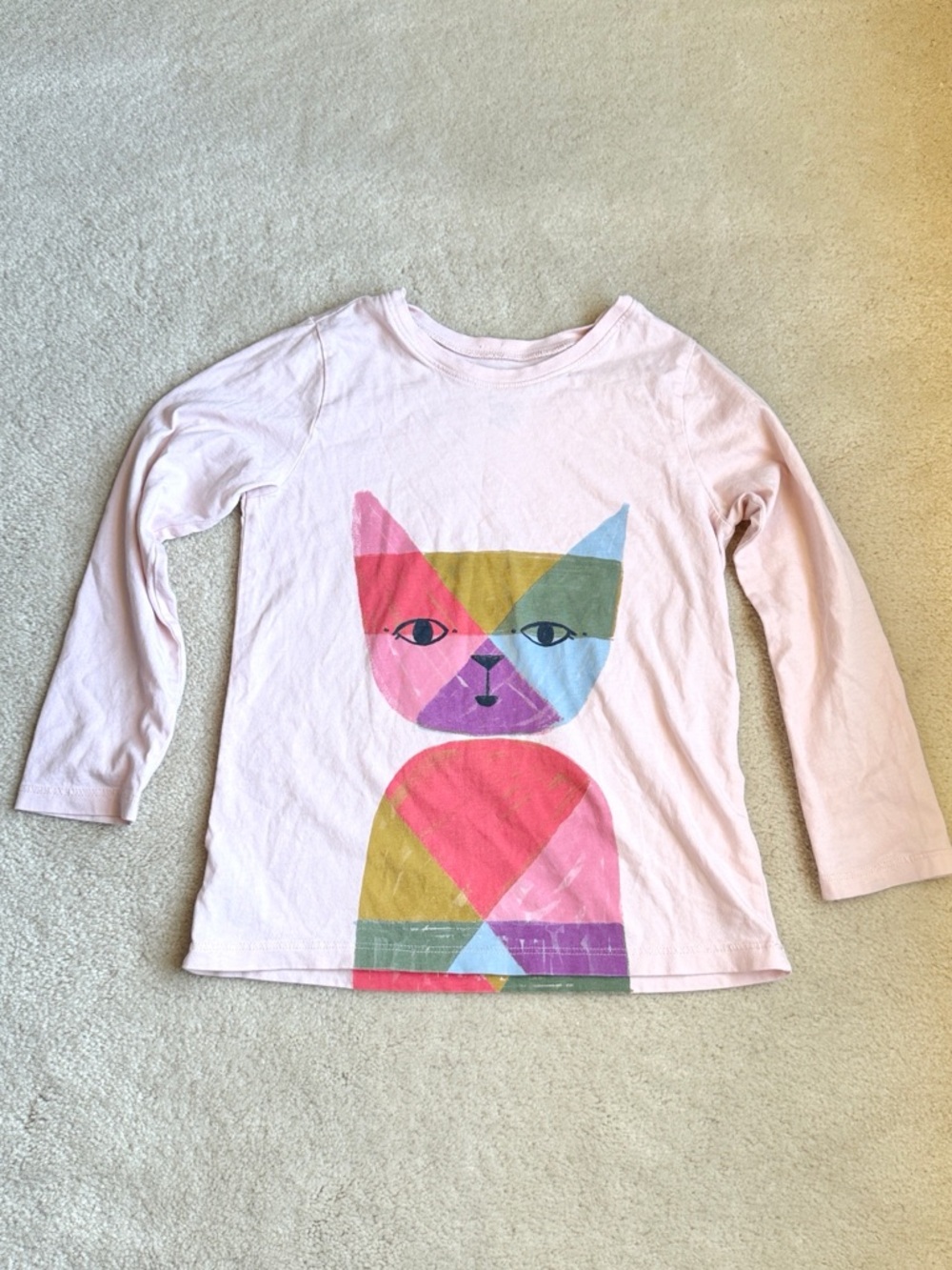 Tea Collection Rainbow Cat Double-sided Long Sleeve Pink Shirt Girls Size 6